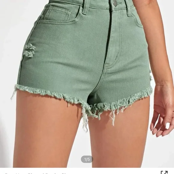 Distressed Green Boho Shorts Medium Frayed NWT in package casual vacation - Picture 3 of 10